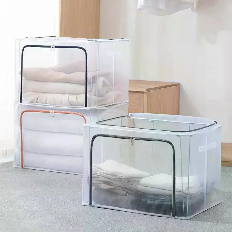 24L Foldable Waterproof Storage Box – Transparent Clothes Organizer Foldable Storage Box SPOT
