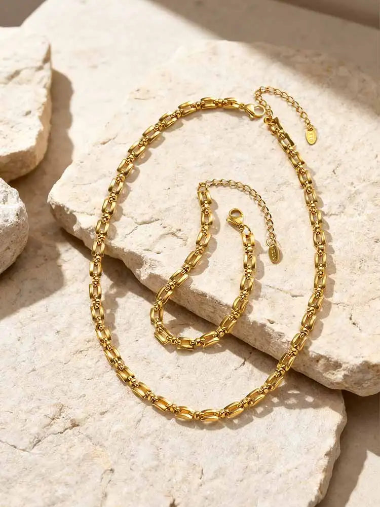 Minimalist Gold Plated Stainless Steel Chain Necklace Women Chain Link Necklace SPOT