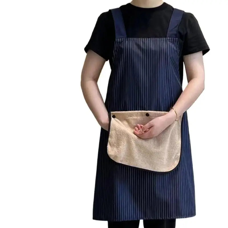 Striped Waterproof Chef Apron with Hand-Wipe Pocket | Unisex Kitchen Apron SPOT