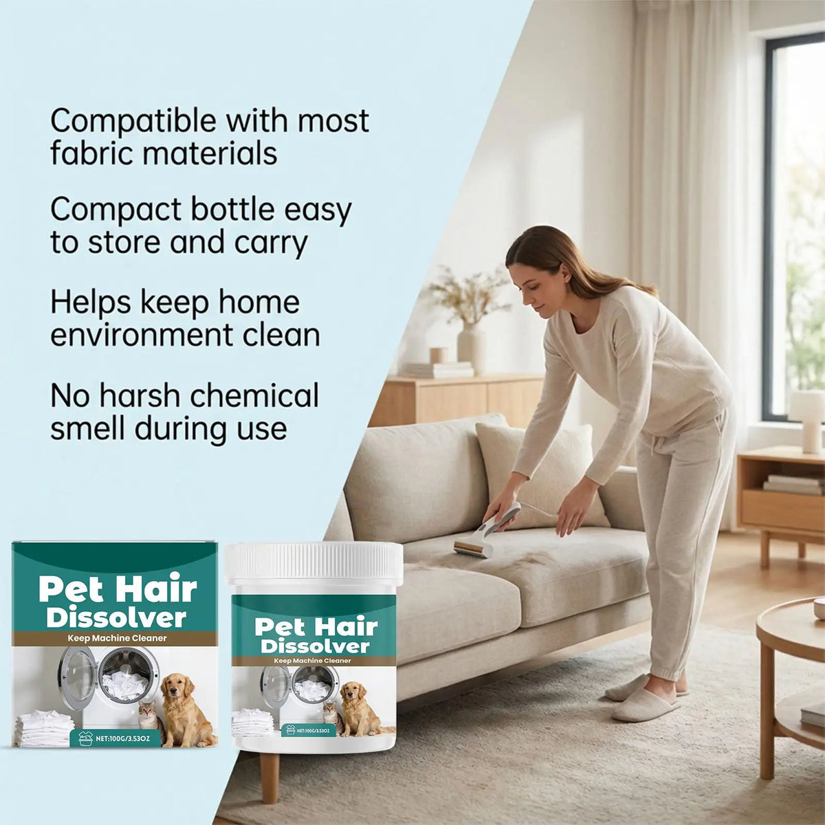 Pet Hair Dissolving Powder for Washing Machine – 100g Laundry Cleaning Powder SPOT