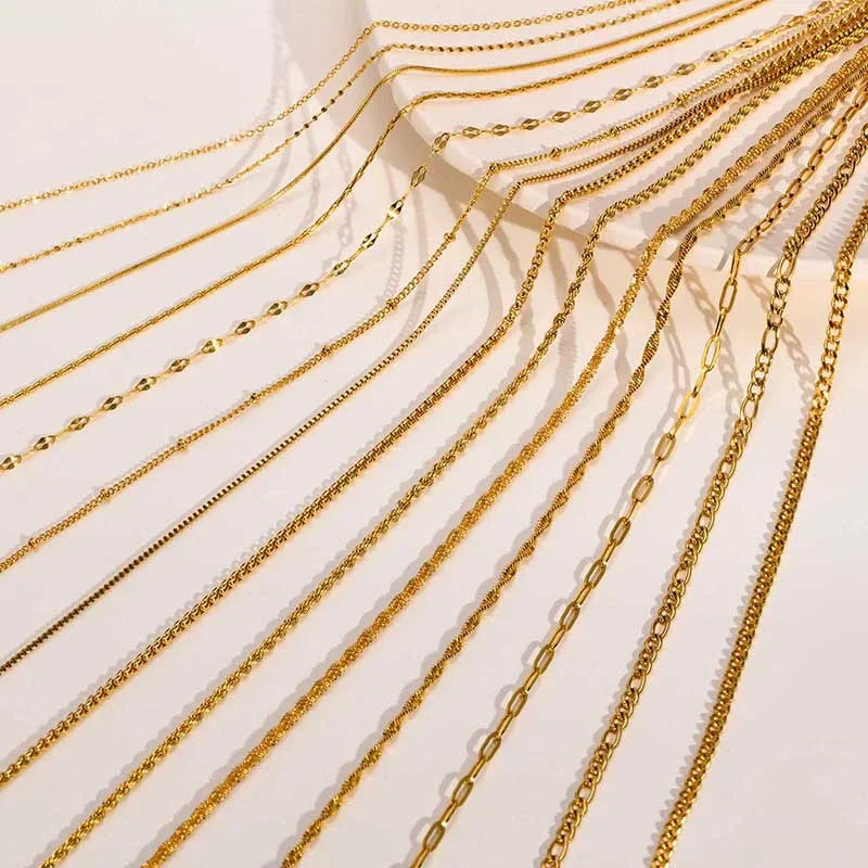 316L Stainless Steel Thin Link Chain Necklace – Gold Women Chain Necklace SPOT