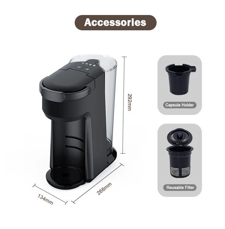 3-in-1 Capsule Coffee Maker – K-Cup & Espresso Machine 1L Capsule Coffee Maker SPOT