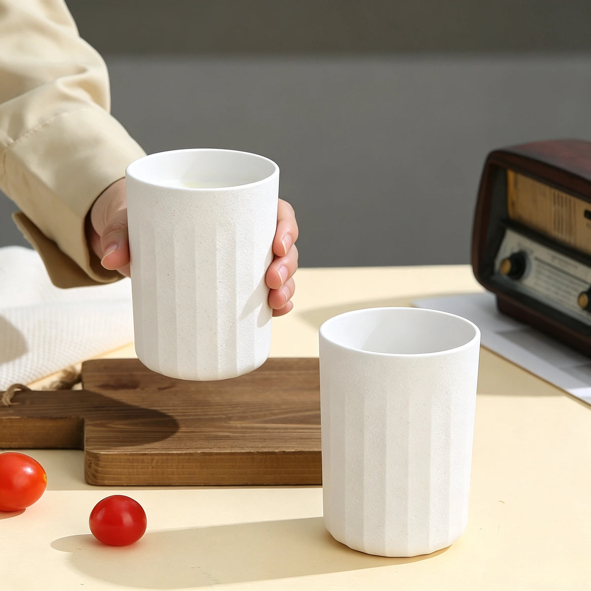 Striped Wheat Straw Cups – Nordic Macaron Bathroom Mugs Wheat Straw Cups SPOT