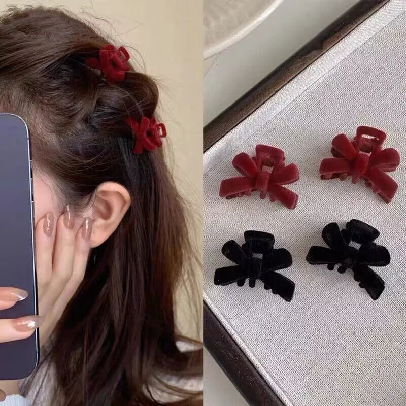 5-Pack Mini Velvet Bow Hair Claw Clips – Women & Girls Hair Bow Clips SPOT