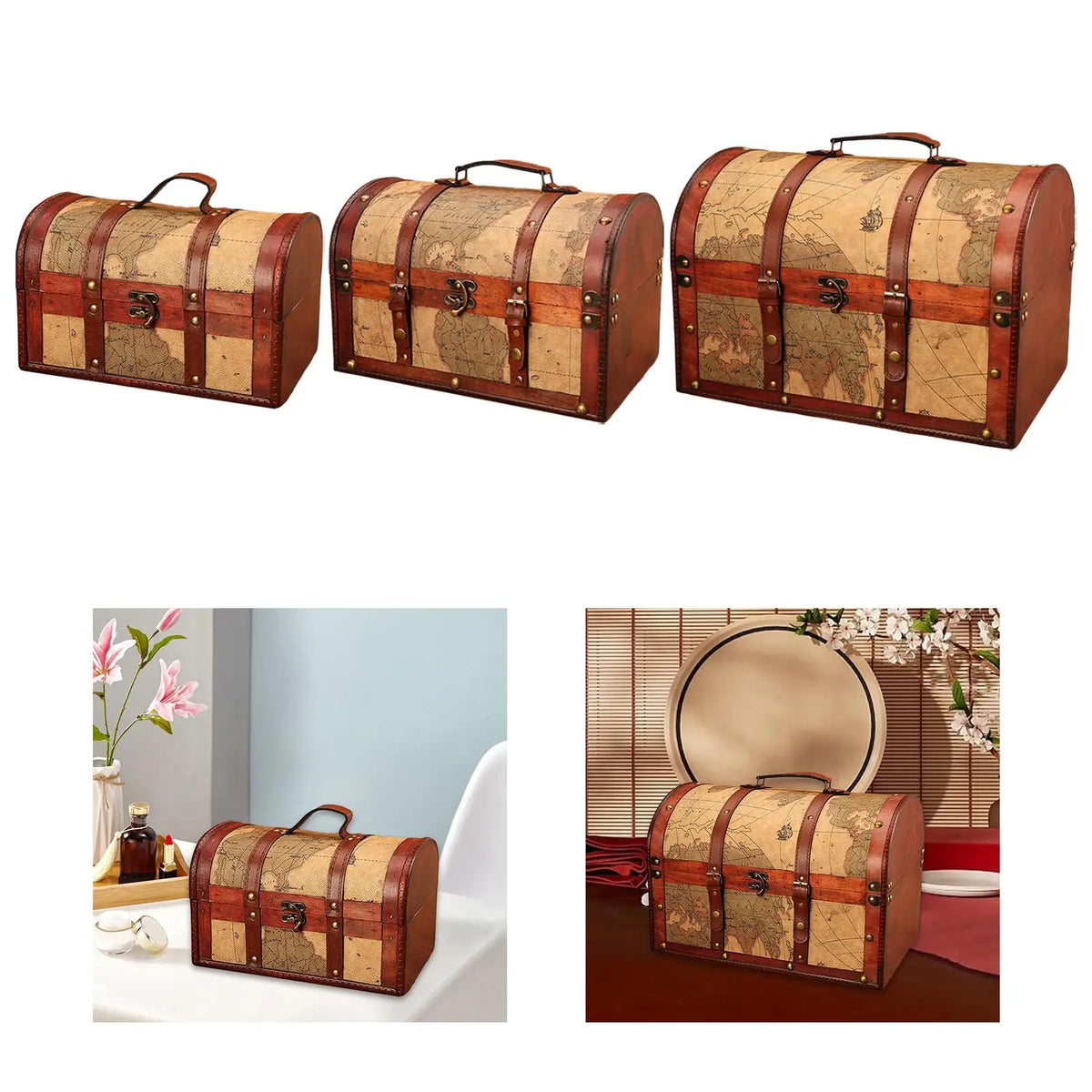 Vintage Wooden Suitcase Box – Photography Prop & Storage Decorative Storage Box SPOT