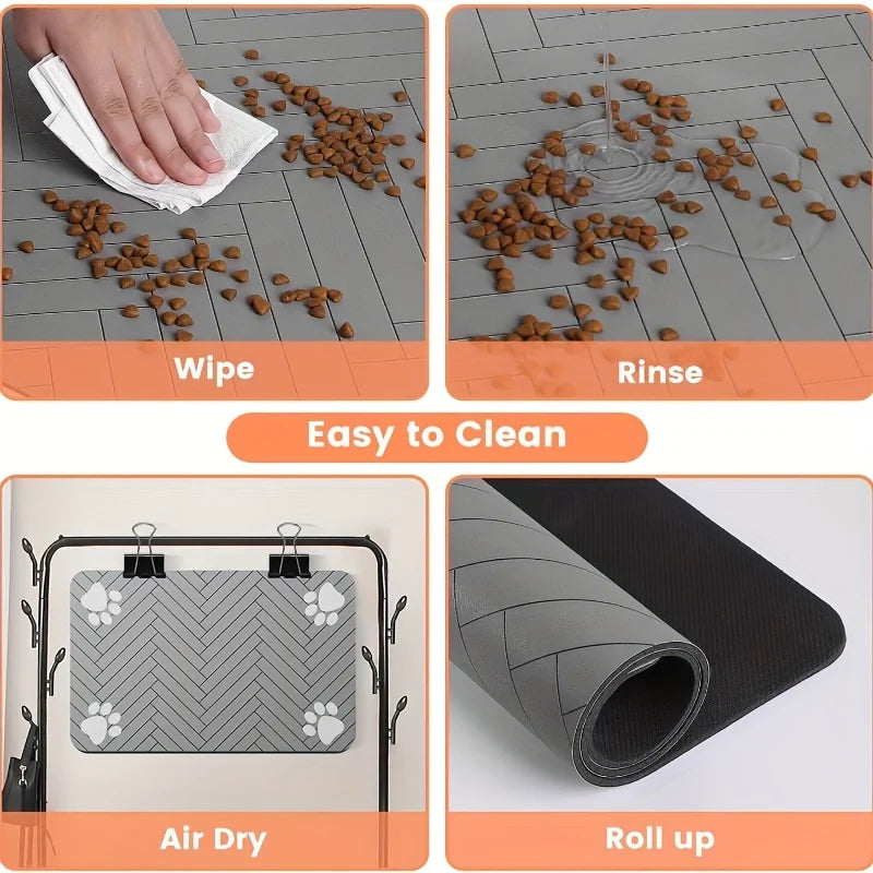 Waterproof Non-Slip Dog Food Mat – Absorbent Feeding Tray S/M Pet Feeding Mat SPOT