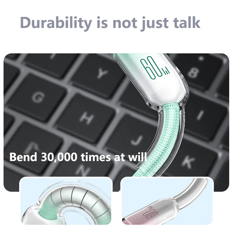 60W USB-C to C Fast Charging Braided Cable – 6A | 1m & 2m USB-C Charging Cable SPOT