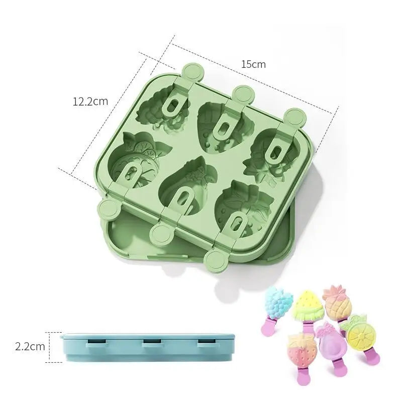 Silicone Popsicle Molds 6-Cavity Fruit Shape – BPA-Free DIY Popsicle Mold SPOT A4