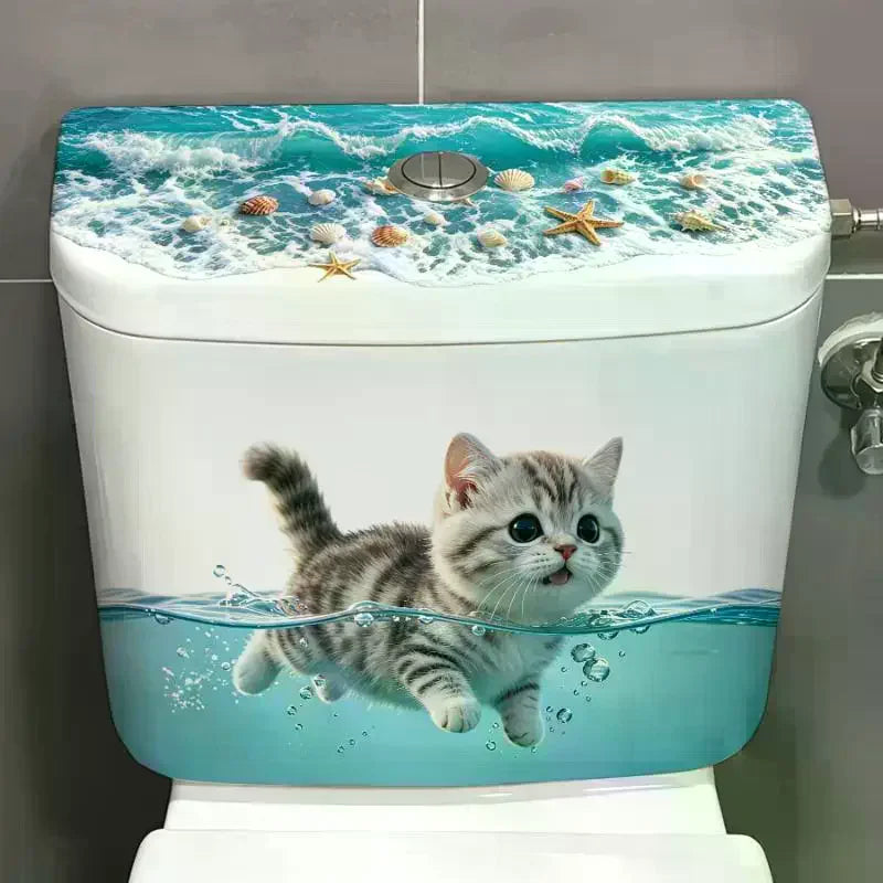 Cute Swimming Cat Bathroom Wall Sticker – Waterproof Decal Wall Sticker Decal SPOT