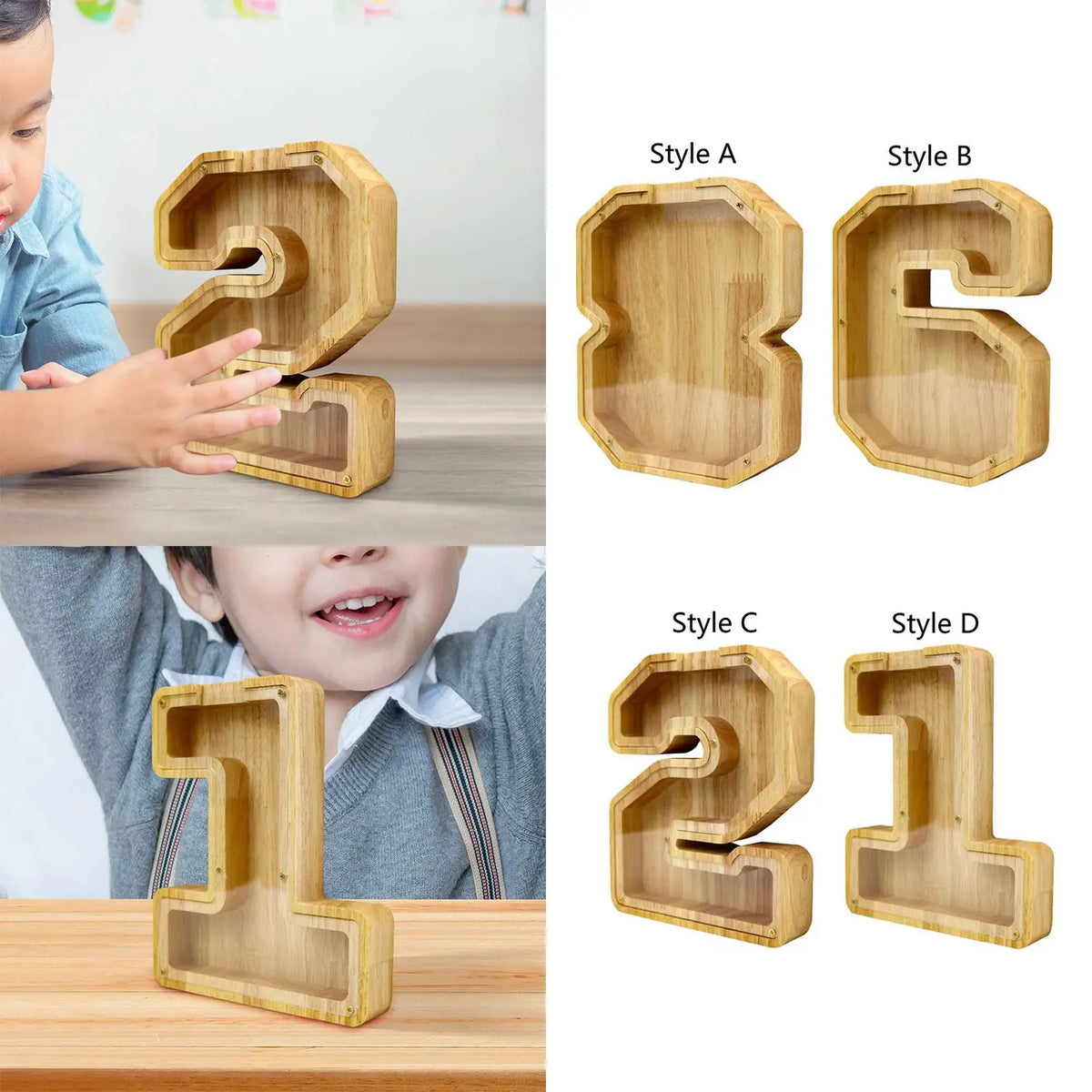 Wooden Piggy Bank Money Box with Clear Window | Kids Gift Wooden Piggy Bank SPOT