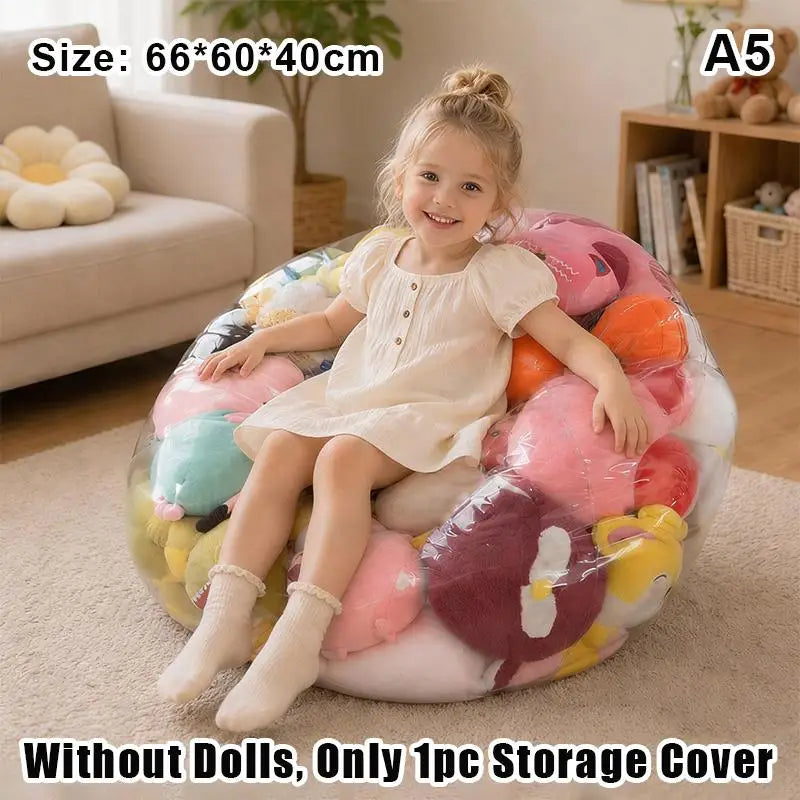 Transparent PVC Plush Toy Storage Chair Cover with Zipper Toy Storage Organizer SPOT A5