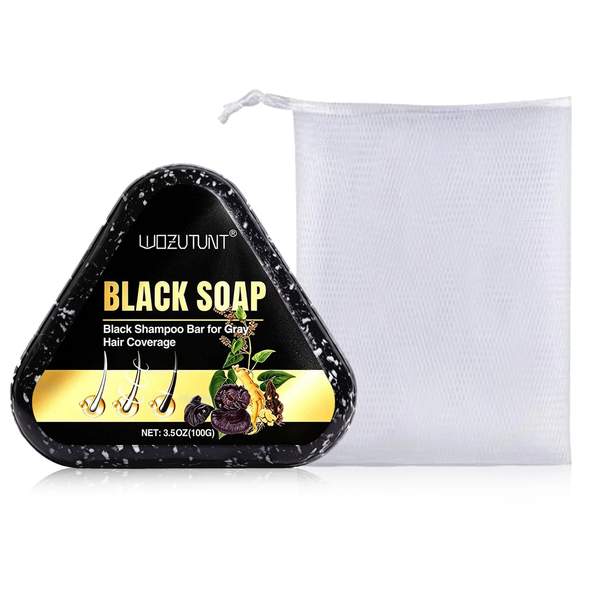 Herbal Black Shampoo Soap Bar – Ganoderma & Polygonum 2-Pack Herbal Shampoo Bar SPOT 100g-black-soap-net