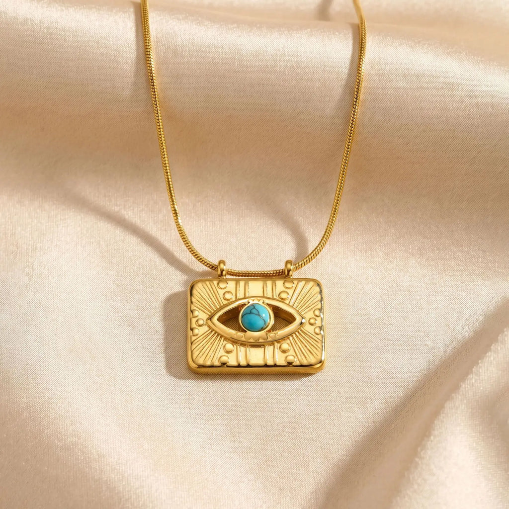 Women's Turquoise Evil Eye Sunflower Pendant Necklace Pendant Necklace SPOT