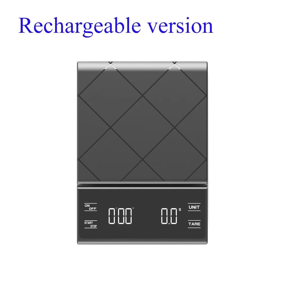 Digital Coffee Scale with Timer & LED Screen – 3kg/0.1g Digital Kitchen Scale SPOT Charging version