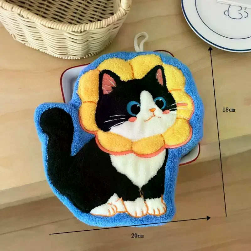 Kawaii Cat Coral Fleece Hand Towel – Soft & Absorbent Hand Towel SPOT