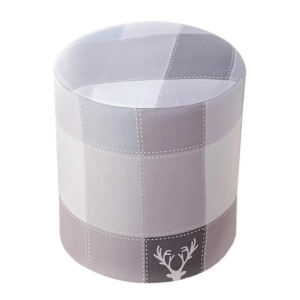 Stretch Round Ottoman Slipcover – Elastic Footstool Cover Ottoman Slipcover SPOT Light Grey