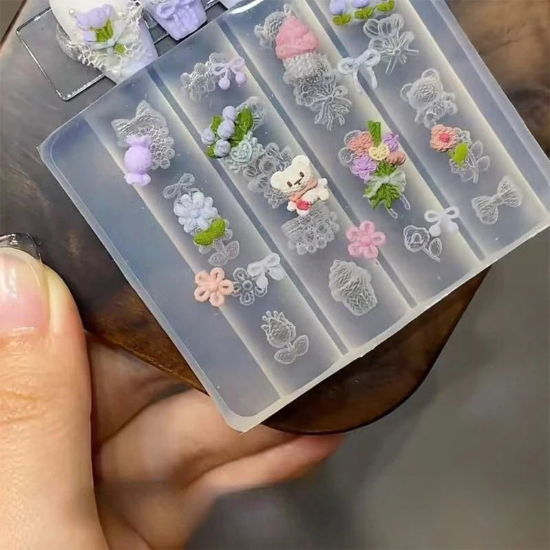 3D Bow & Flower Silicone Nail Mold – DIY Manicure Stamp Nail Art Mold SPOT