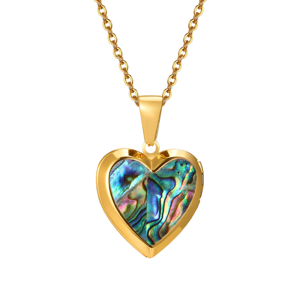 Women's Heart Locket Necklace – Gold Openable Shell Pendant Locket Pendant Necklace SPOT PN-1844G01