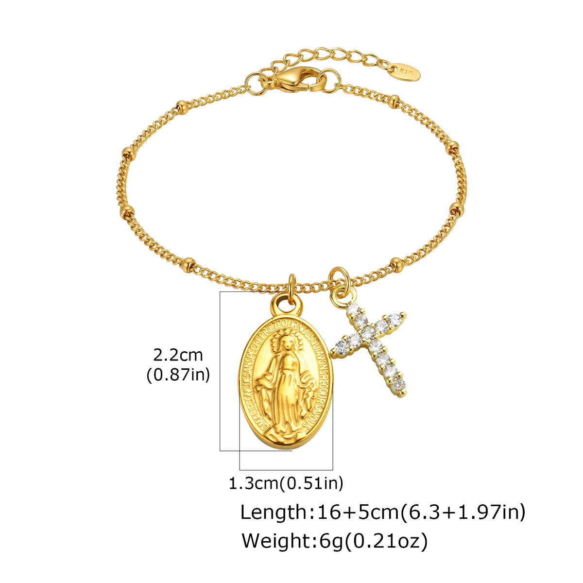 Virgin Mary Saint Benedict Zircon Cross Rosary Bracelet Religious Bracelet SPOT BR-2910G01