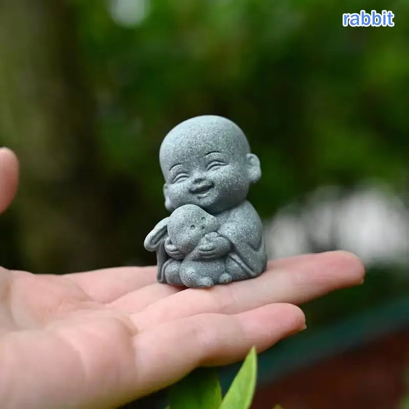 Zen Monk & Animal Statue – Resin Garden Sculpture Indoor/Outdoor Garden Sculpture SPOT A10