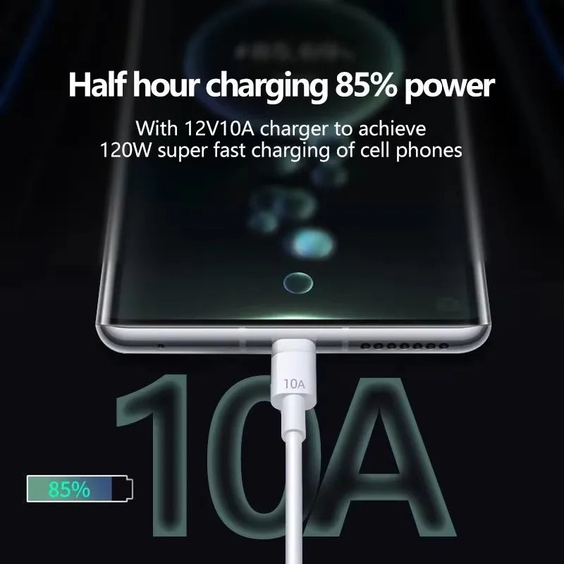 120W USB-A to USB-C Fast Charging Cable 10A – 1/2/3 Pack USB-C Charging Cable SPOT
