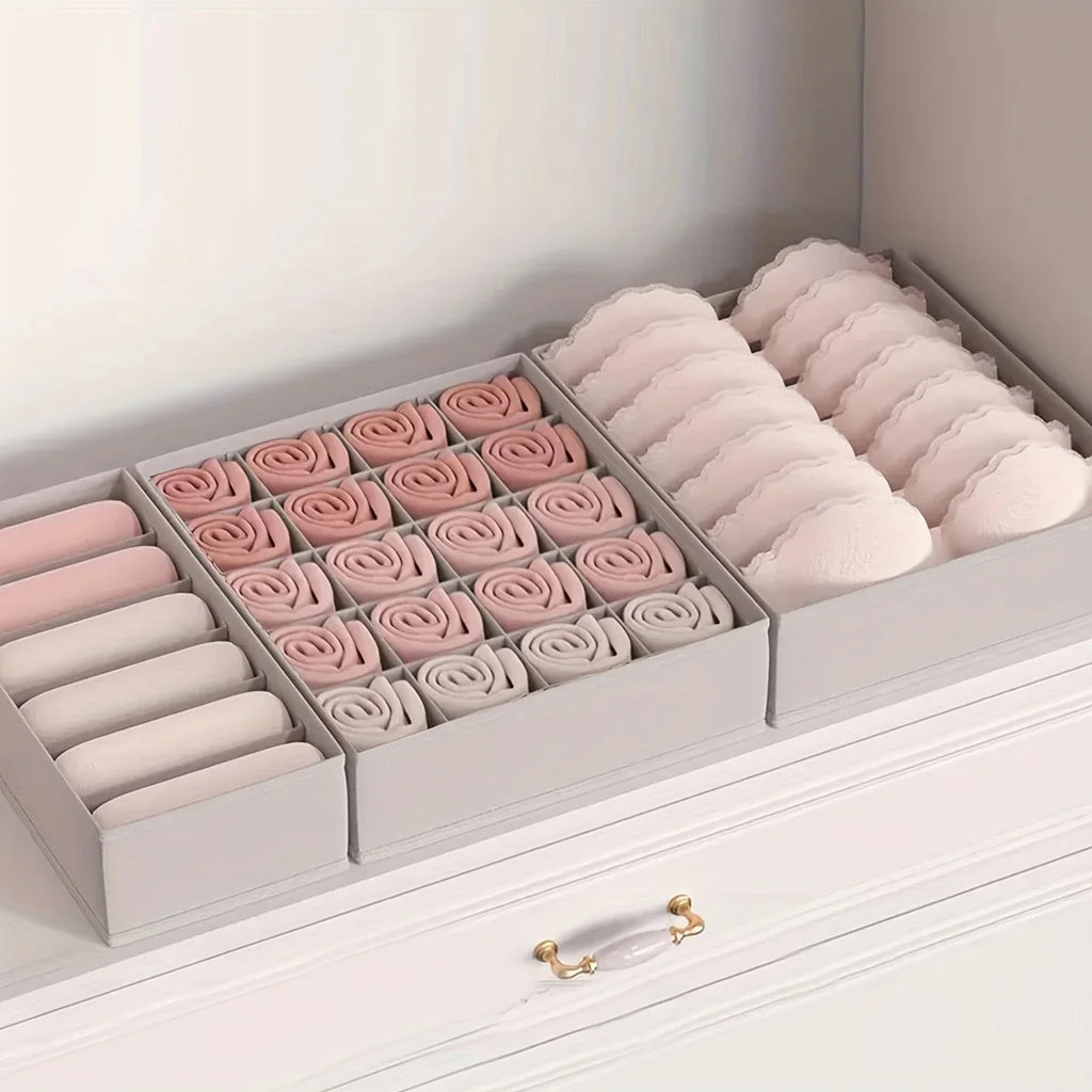 3-Pack Underwear Drawer Organizer – Multi-Compartment Storage Box Drawer Organizer Set SPOT
