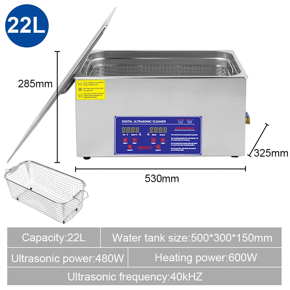 Ultrasonic Cleaner with Heater – Jewelry, Lab & Auto Parts Ultrasonic Cleaner SPOT 22L EU