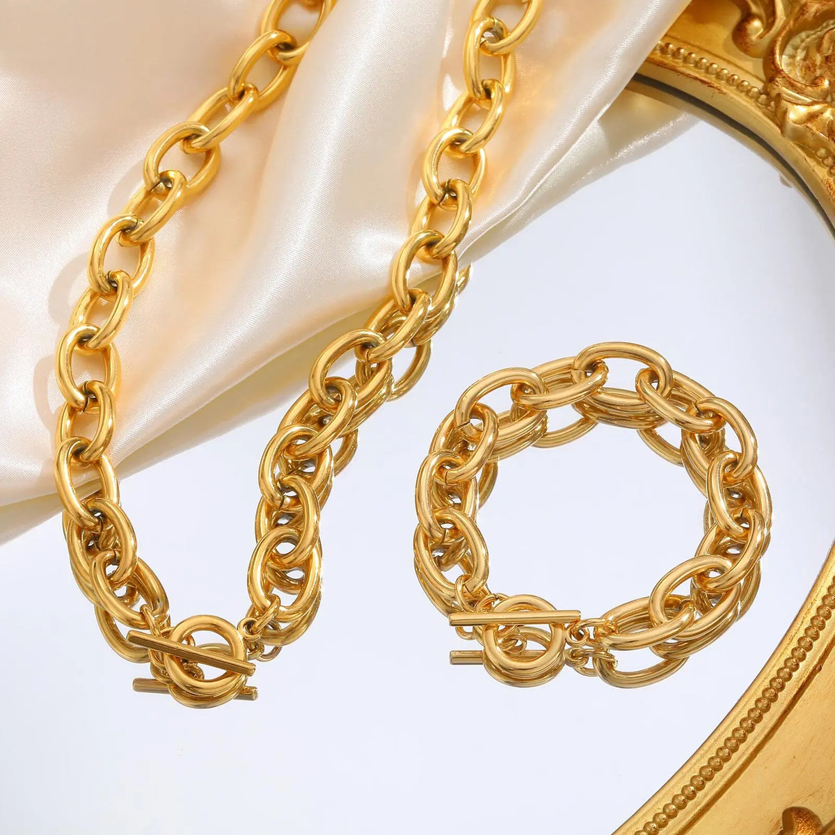 Chunky Toggle Necklace – 18K Gold Plated Oval Link Chain Chain Necklace SPOT