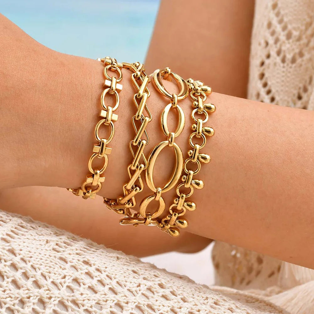 Meaeguet 18K Gold Chunky Chain Bracelet | 316L Stainless Steel Chain Link Bracelet SPOT