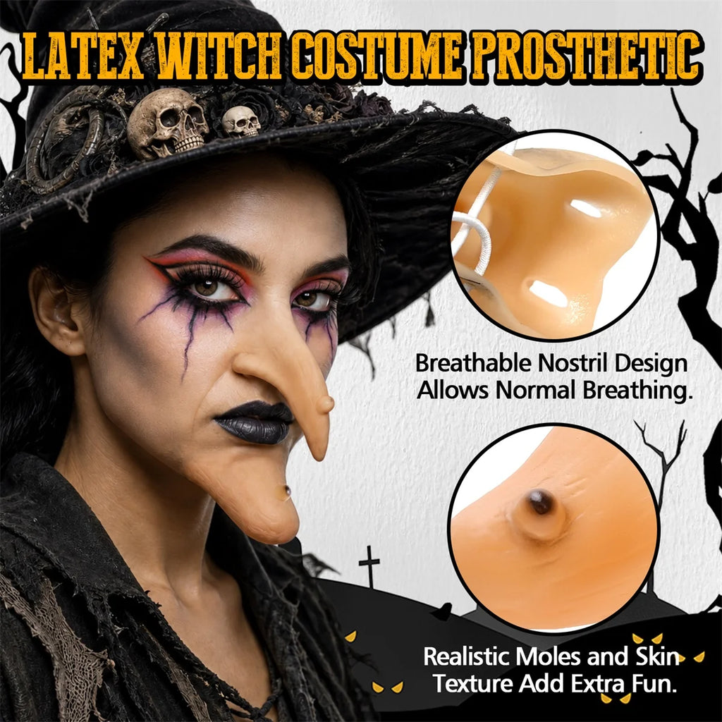 Spirit Gum & Remover with Witch Prosthetic Nose & Chin | Halloween Costume Makeup Kit SPOT