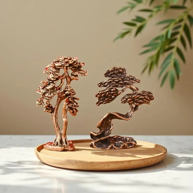 Zinc Alloy Pine Bonsai Sculpture – Zen Vintage Desktop Decor Desktop Figurine SPOT