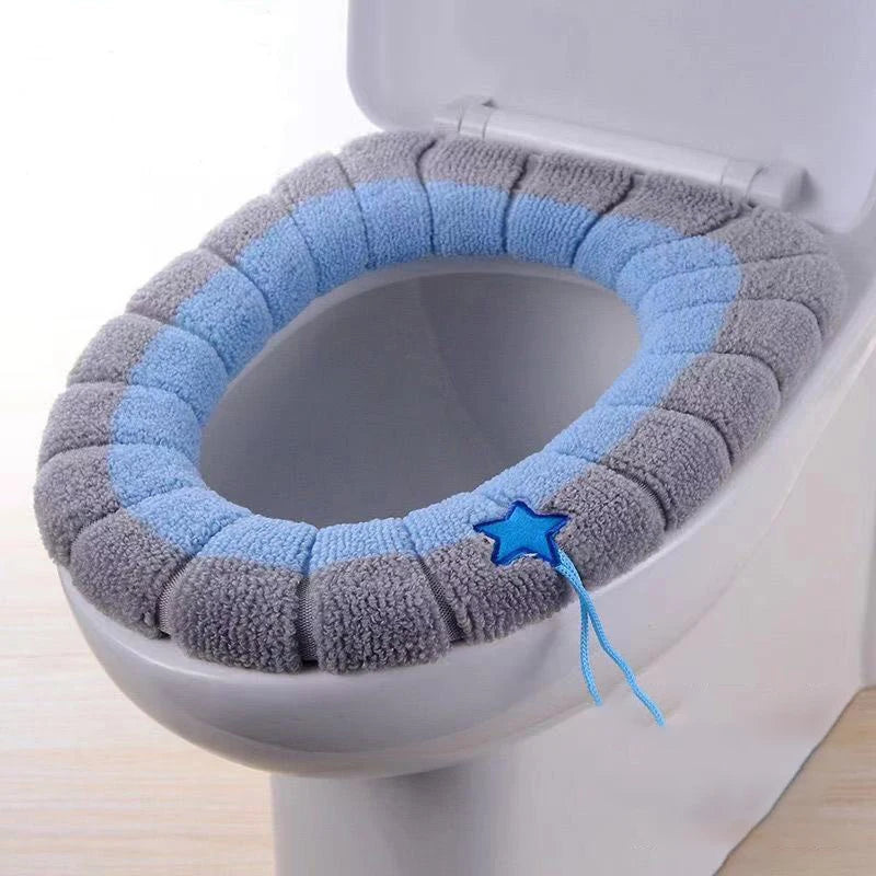 Knitted Toilet Seat Cover Mat – Washable Universal O/U Fit Toilet Seat Cover SPOT