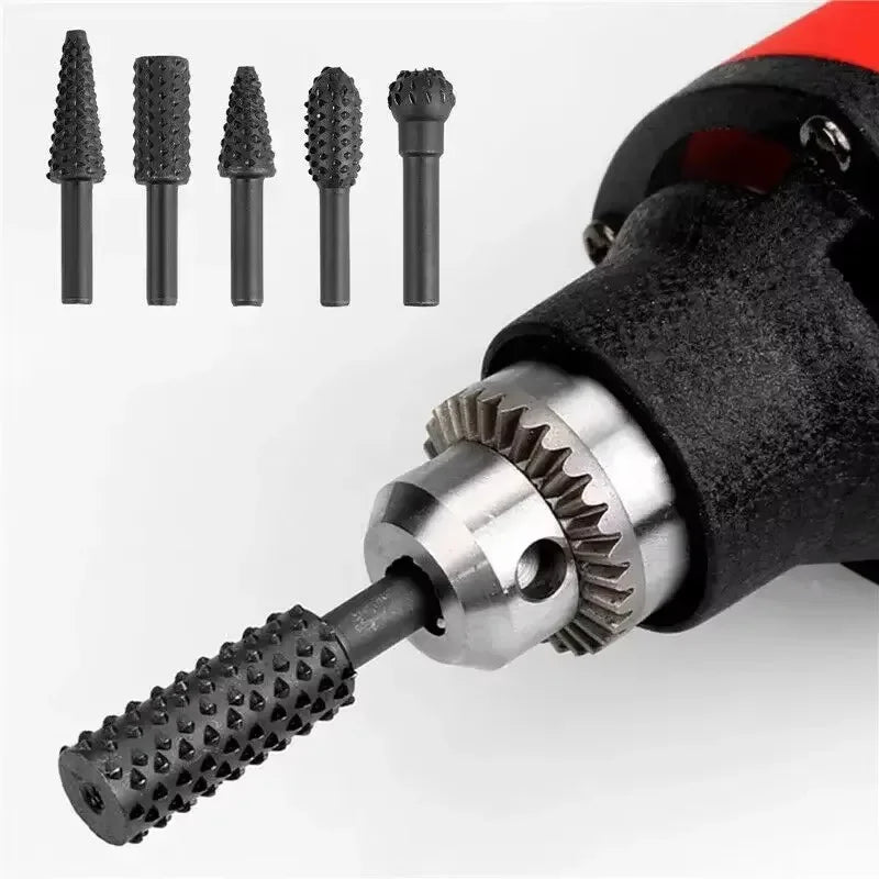 5-Pc Rotary Rasp File Drill Bit Set – 1/4" Shank Burr Kit Rotary Rasp Bit Set SPOT