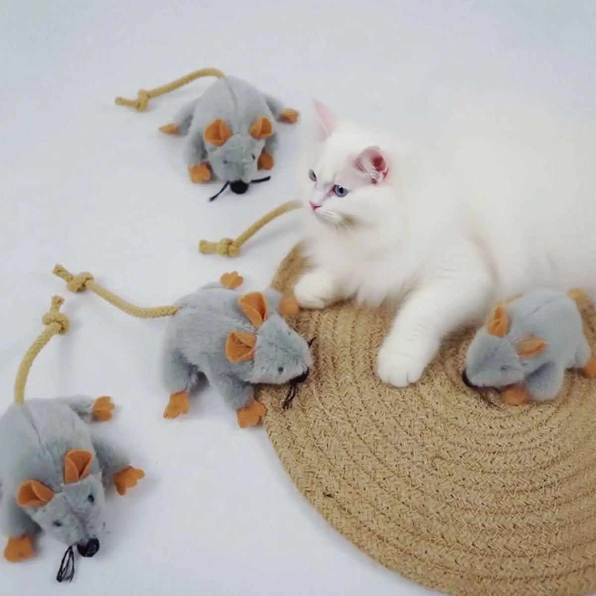 Plush Cat Toy Mouse – Moving Tail & Sound, Interactive Kitten Cat Toy SPOT