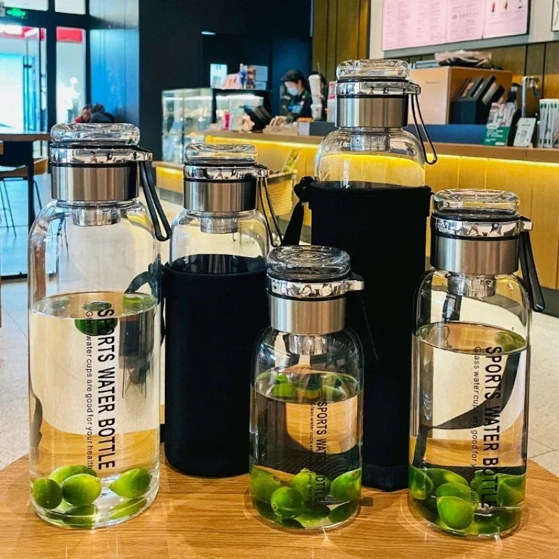 Large Capacity Glass Water Bottle 0.75–2L | Leakproof & Portable Glass Water Bottle SPOT