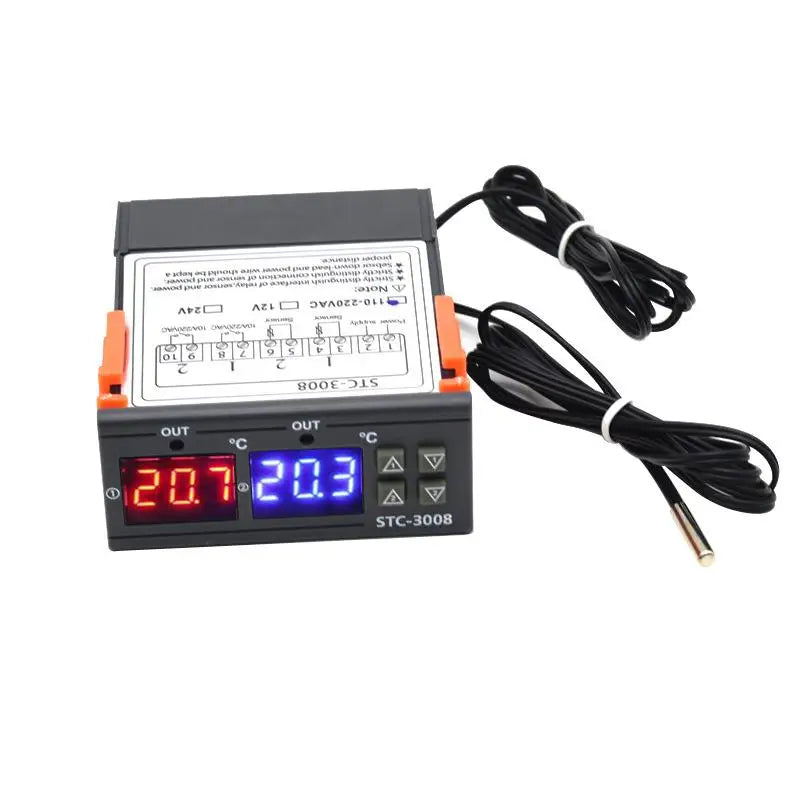 STC-3008 Dual Display Digital Temperature Controller & NTC Sensors Temperature Controller SPOT 12V