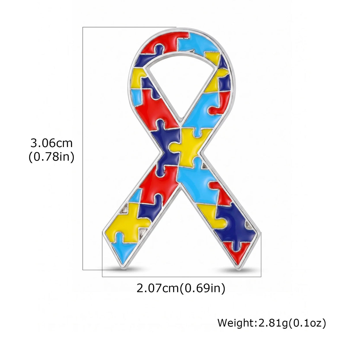 Colorful Jigsaw Puzzle Heart Enamel Brooch Pin | Awareness Gift Enamel Brooch Pin SPOT BH-058S-1
