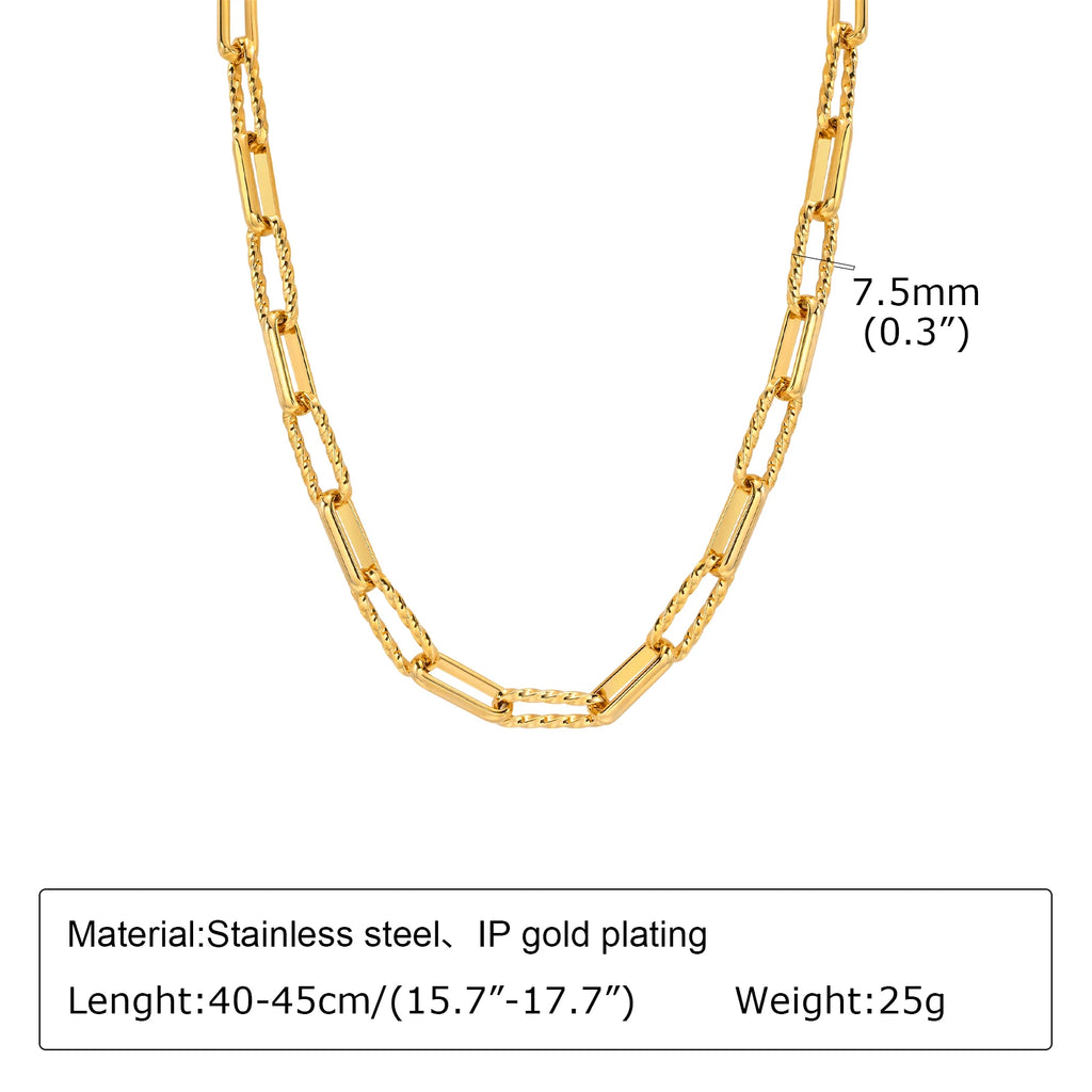 Chunky Gold Chain Statement Necklace – Bold Link, Water-Resistant Chain Statement Necklace SPOT NC-1451G