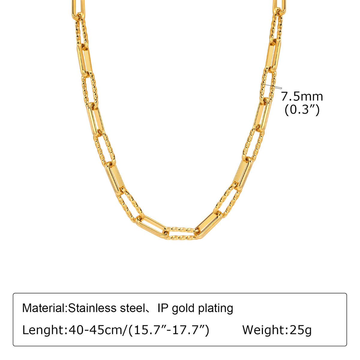 Chunky Gold Chain Statement Necklace – Bold Link, Water-Resistant Chain Statement Necklace SPOT NC-1451G
