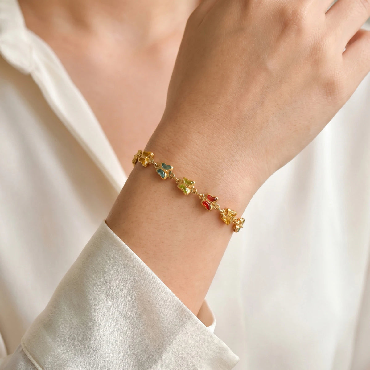 Butterfly CZ Link Bracelet – 18K Gold Plated Stainless Steel Chain Link Bracelet SPOT