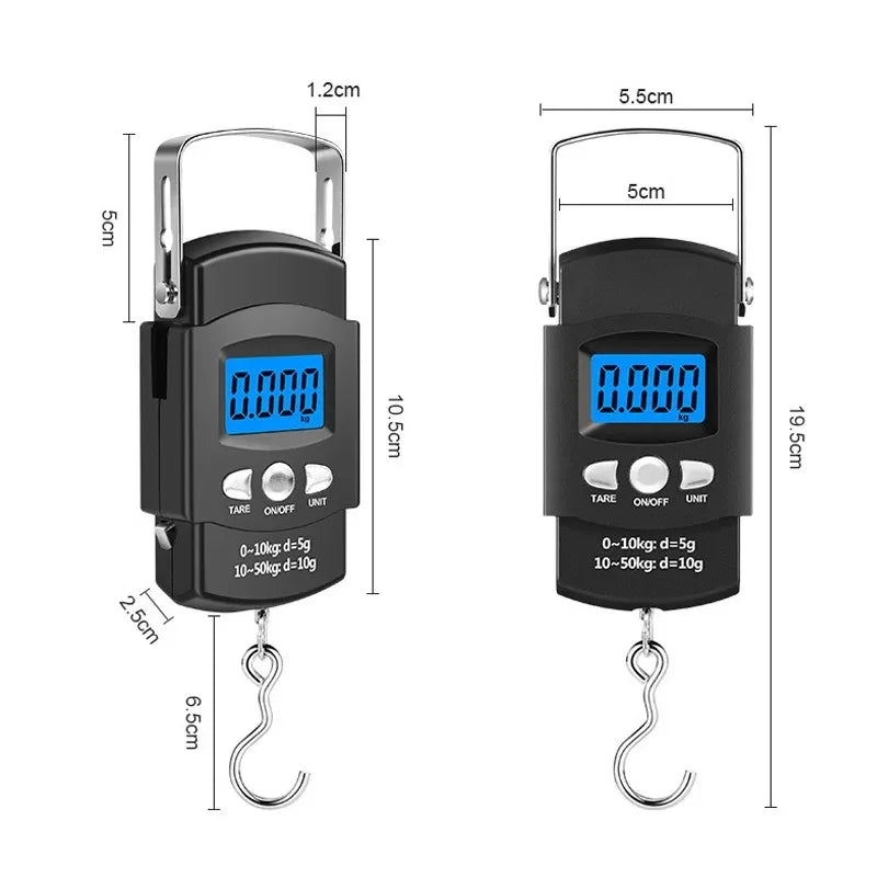 Portable Hanging Scale 50kg LCD + Tape Measure | Travel & Fishing Hanging Luggage Scale SPOT