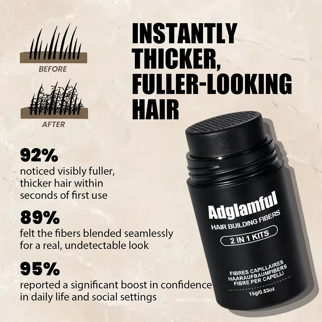 Adglamful Hair Fiber Kit – 2 Powders + Spray for Instant Volume Hair Fiber Kit SPOT