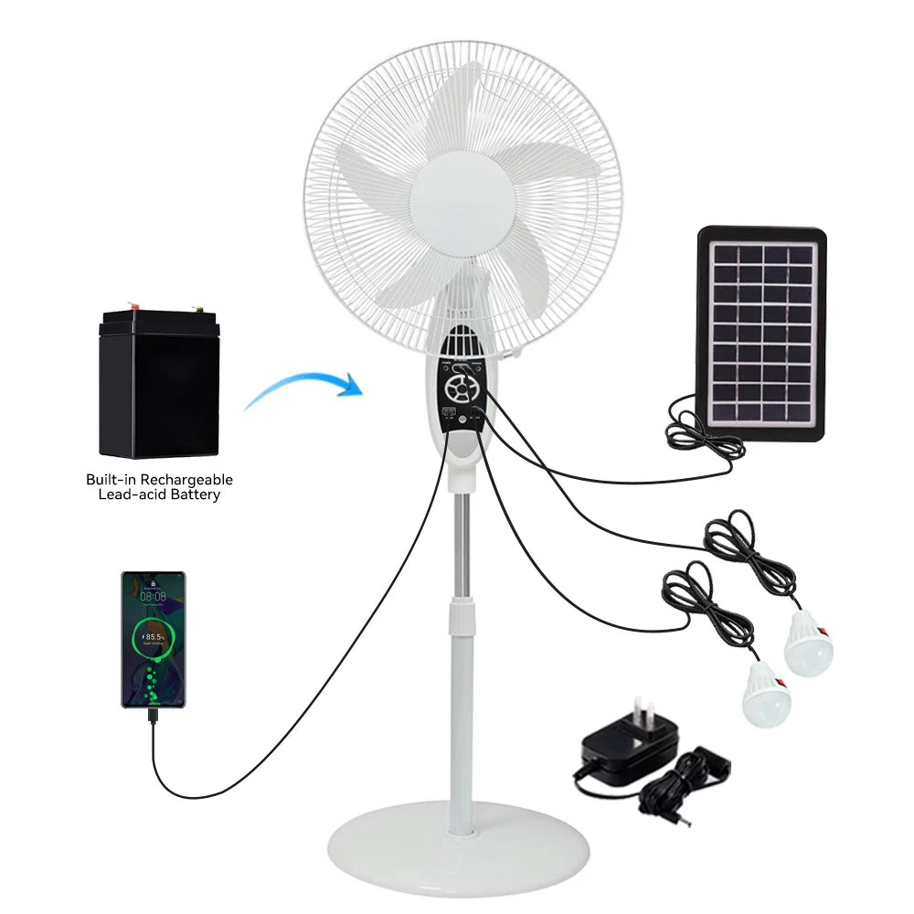 16-Inch Rechargeable Stand Fan – LED Light, Solar & Battery Rechargeable Stand Fan SPOT Default Title