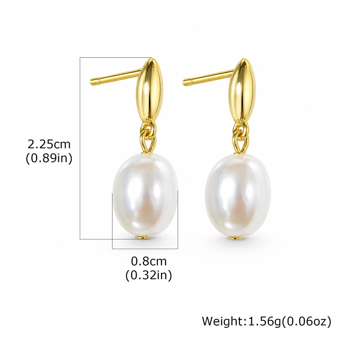 Gold Plated Pearl Drop Earrings – Elegant Teardrop Studs Pearl Drop Earrings SPOT