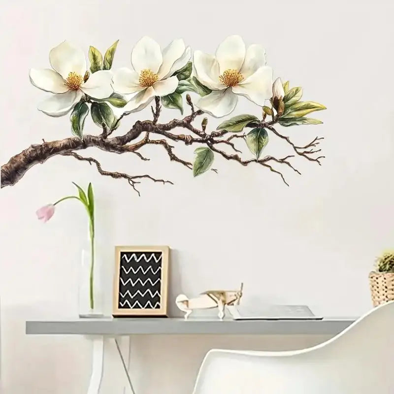 White Magnolia Wall Decal – Removable Flower Sticker Wall Decal Sticker SPOT