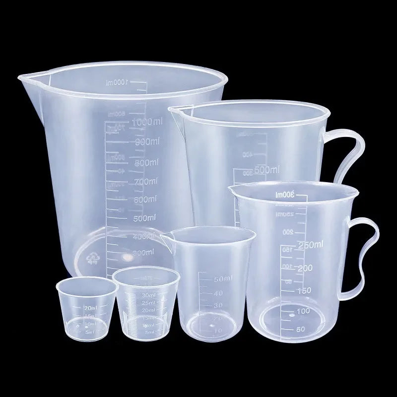 6-Piece Clear Plastic Measuring Cups Set with Pour Spout Measuring Cups Set SPOT 6pcs a set