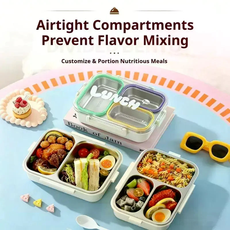 3-Compartment Stainless Steel Leakproof Bento Lunch Box Bento Lunch Box SPOT
