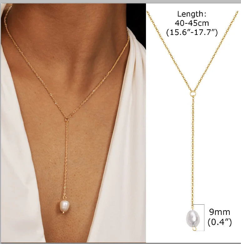 Gold Lariat Necklace – 18K Plated Y-Shape CZ Drop Pendant Lariat Pendant Necklace SPOT NC-1568G