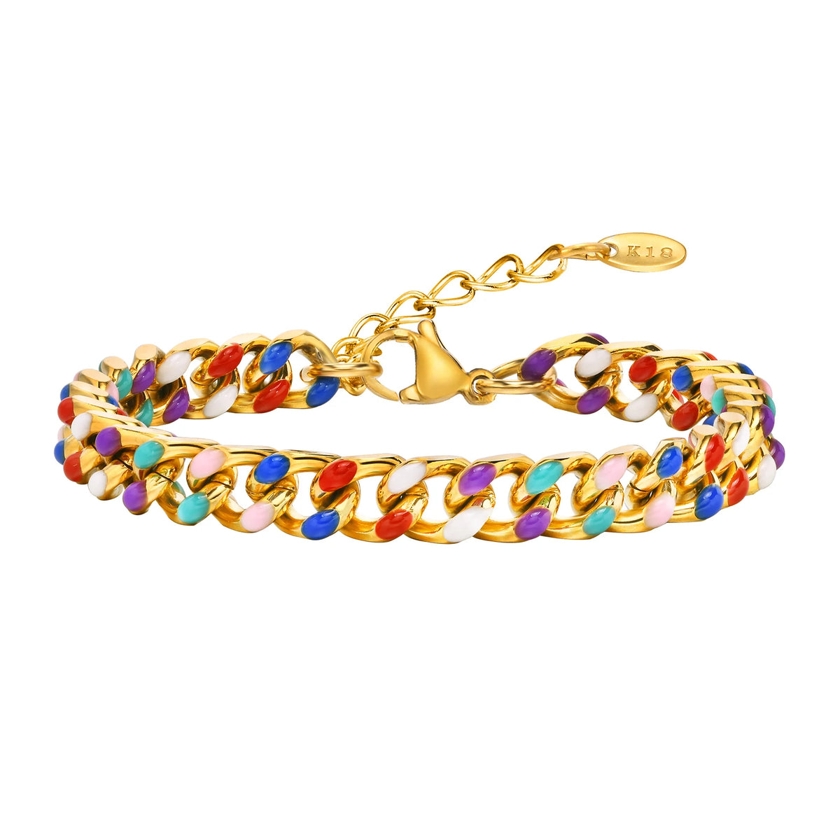 Women's 18K Gold Plated Cuban Chain Bracelet | Stackable Chain Link Bracelet SPOT BR-1964G