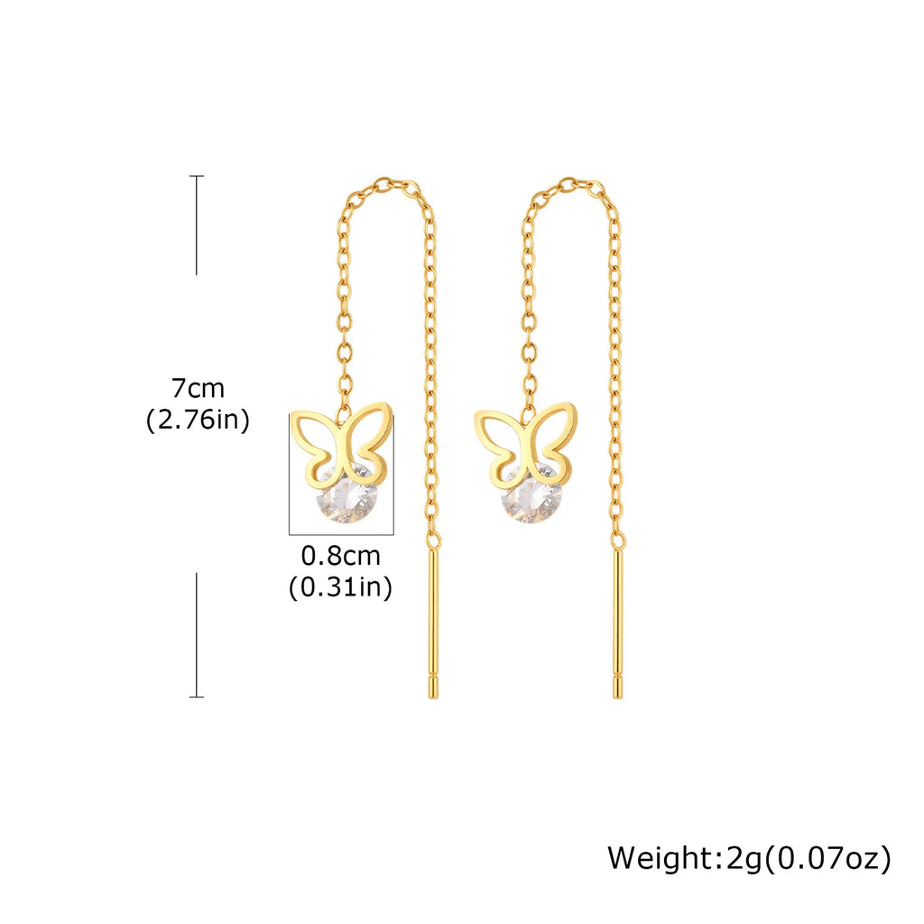 18K Gold Plated Butterfly Heart Drop Earrings – Stainless Steel Drop Earrings SPOT ED-1100G01